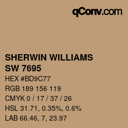 颜色代码: SHERWIN WILLIAMS<br>SW 7695 - Mesa Tan | qconv.com