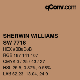 颜色代码: SHERWIN WILLIAMS<br>SW 7718 - Oak Creek | qconv.com