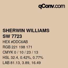 カラーコード: SHERWIN WILLIAMS<br>SW 7723 - Colony Buff | qconv.com