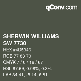 颜色代码: SHERWIN WILLIAMS<br>SW 7730 - Forestwood | qconv.com