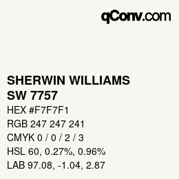 颜色代码: SHERWIN WILLIAMS<br>SW 7757 - High Reflective White | qconv.com