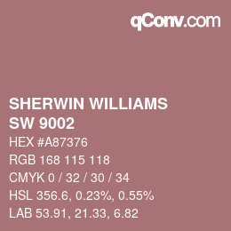 颜色代码: SHERWIN WILLIAMS<br>SW 9002 - Carley's Rose | qconv.com