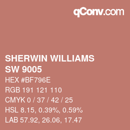 颜色代码: SHERWIN WILLIAMS<br>SW 9005 - Coral Clay | qconv.com