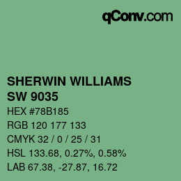Color code: SHERWIN WILLIAMS<br>SW 9035 - Frosted Emerald | qconv.com