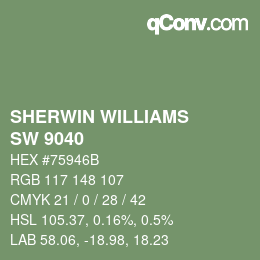 Farbcode: SHERWIN WILLIAMS<br>SW 9040 - Reseda Green | qconv.com