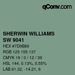 カラーコード: SHERWIN WILLIAMS<br>SW 9041 - Parisian Patina | qconv.com