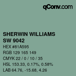 Farbcode: SHERWIN WILLIAMS<br>SW 9042 - Verdigreen | qconv.com