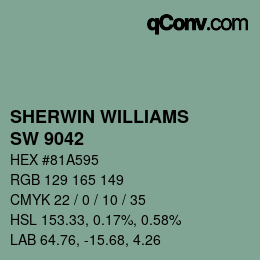 Color code: SHERWIN WILLIAMS<br>SW 9042 - Verdigreen | qconv.com