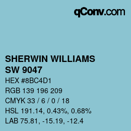 Color code: SHERWIN WILLIAMS<br>SW 9047 - After The Rain | qconv.com