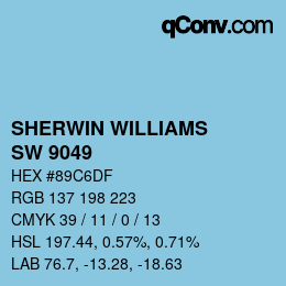Color code: SHERWIN WILLIAMS<br>SW 9049 - Sky Fall | qconv.com