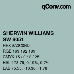 颜色代码: SHERWIN WILLIAMS<br>SW 9051 - Aquaverde | qconv.com