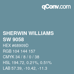 カラーコード: SHERWIN WILLIAMS<br>SW 9058 - Secret Cove | qconv.com
