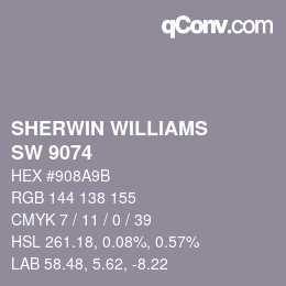 カラーコード: SHERWIN WILLIAMS<br>SW 9074 - Gentle Grape | qconv.com