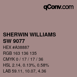 カラーコード: SHERWIN WILLIAMS<br>SW 9077 - Rosaline Pearl | qconv.com