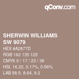 カラーコード: SHERWIN WILLIAMS<br>SW 9079 - Velvety Chestnut | qconv.com