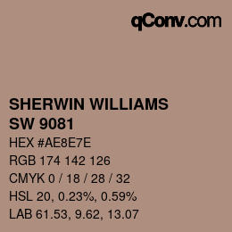 カラーコード: SHERWIN WILLIAMS<br>SW 9081 - Redend Point | qconv.com