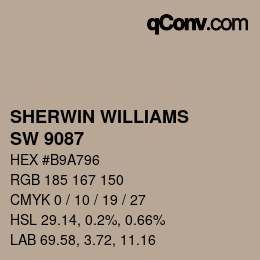 カラーコード: SHERWIN WILLIAMS<br>SW 9087 - Smoky Beige | qconv.com