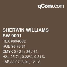 颜色代码: SHERWIN WILLIAMS<br>SW 9091 - Half-Caff | qconv.com