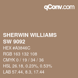 Color code: SHERWIN WILLIAMS<br>SW 9092 - Iced Mocha | qconv.com