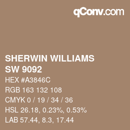 Color code: SHERWIN WILLIAMS<br>SW 9092 - Iced Mocha | qconv.com