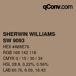 颜色代码: SHERWIN WILLIAMS<br>SW 9093 - Nearly Brown | qconv.com