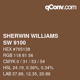 カラーコード: SHERWIN WILLIAMS<br>SW 9100 - Umber Rust | qconv.com
