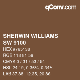 カラーコード: SHERWIN WILLIAMS<br>SW 9100 - Umber Rust | qconv.com