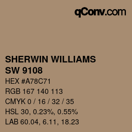 カラーコード: SHERWIN WILLIAMS<br>SW 9108 - Double Latte | qconv.com