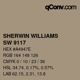 Color code: SHERWIN WILLIAMS<br>SW 9117 - Urban Jungle | qconv.com