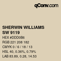 颜色代码: SHERWIN WILLIAMS<br>SW 9119 - Dirty Martini | qconv.com