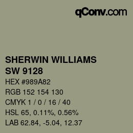 颜色代码: SHERWIN WILLIAMS<br>SW 9128 - Green Onyx | qconv.com