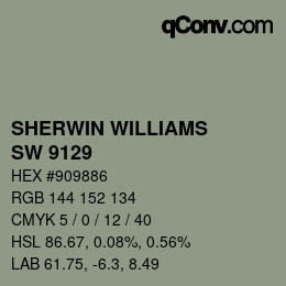 Color code: SHERWIN WILLIAMS<br>SW 9129 - Jade Dragon | qconv.com