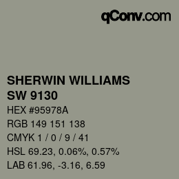 颜色代码: SHERWIN WILLIAMS<br>SW 9130 - Evergreen Fog | qconv.com