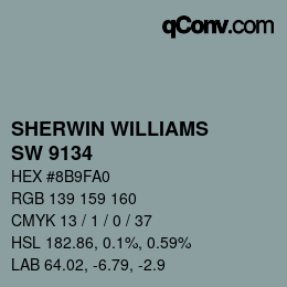 Color code: SHERWIN WILLIAMS<br>SW 9134 - Delft | qconv.com