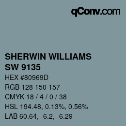 颜色代码: SHERWIN WILLIAMS<br>SW 9135 - Whirlpool | qconv.com