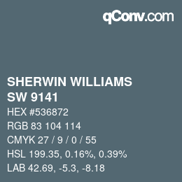 颜色代码: SHERWIN WILLIAMS<br>SW 9141 - Waterloo | qconv.com