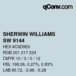 カラーコード: SHERWIN WILLIAMS<br>SW 9144 - Moonmist | qconv.com