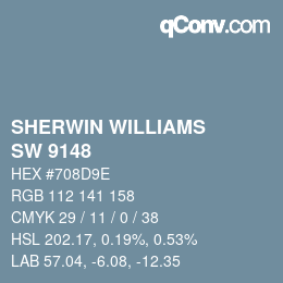 カラーコード: SHERWIN WILLIAMS<br>SW 9148 - Smoky Azurite | qconv.com
