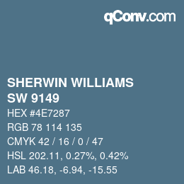 颜色代码: SHERWIN WILLIAMS<br>SW 9149 - Inky Blue | qconv.com