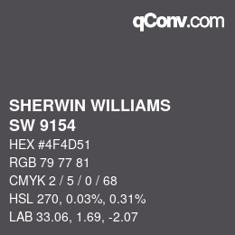 颜色代码: SHERWIN WILLIAMS<br>SW 9154 - Perle Noir | qconv.com
