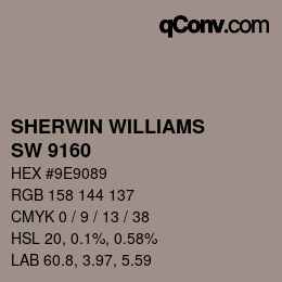 Color code: SHERWIN WILLIAMS<br>SW 9160 - Armadillo | qconv.com