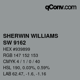 Color code: SHERWIN WILLIAMS<br>SW 9162 - African Gray | qconv.com