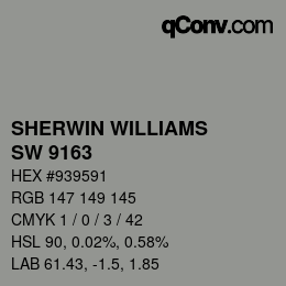 Color code: SHERWIN WILLIAMS<br>SW 9163 - Tin Lizzie | qconv.com