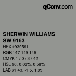 カラーコード: SHERWIN WILLIAMS<br>SW 9163 - Tin Lizzie | qconv.com