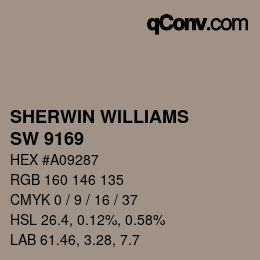 カラーコード: SHERWIN WILLIAMS<br>SW 9169 - Chatura Gray | qconv.com