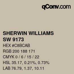 カラーコード: SHERWIN WILLIAMS<br>SW 9173 - Shiitake | qconv.com