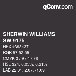 Color code: SHERWIN WILLIAMS<br>SW 9175 - Deep Forest Brown | qconv.com