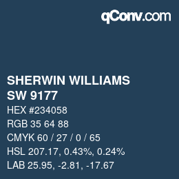 カラーコード: SHERWIN WILLIAMS<br>SW 9177 - Salty Dog | qconv.com