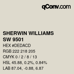 Color code: SHERWIN WILLIAMS<br>SW 9501 - Oat Milk | qconv.com