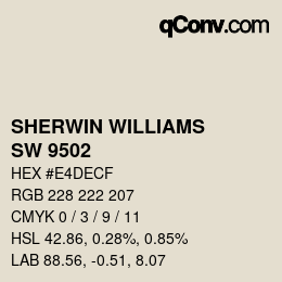 Color code: SHERWIN WILLIAMS<br>SW 9502 - Arrowroote | qconv.com